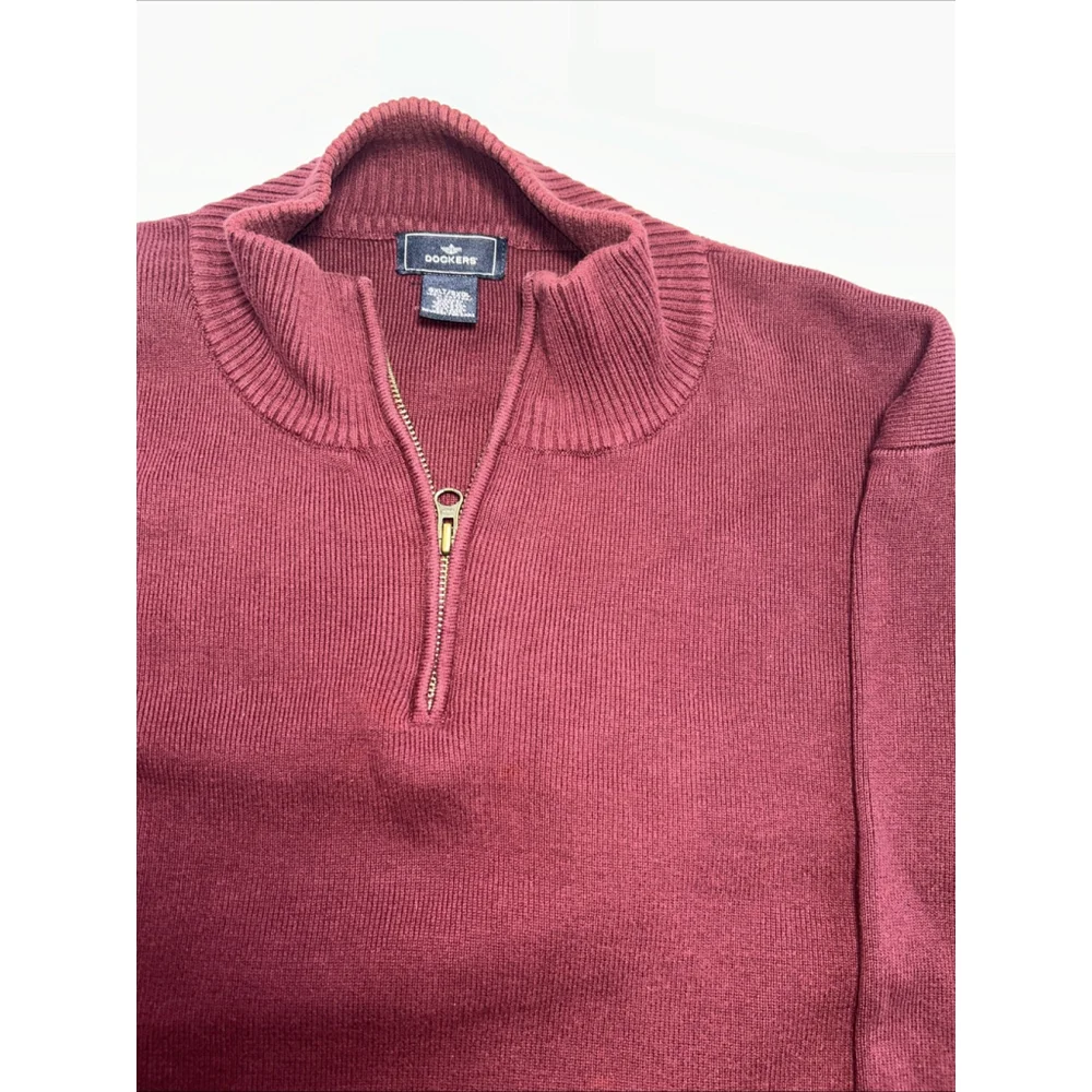 Dockers Men’s 3XLT 1/4 Zip Maroon Sweater 100% Cotton